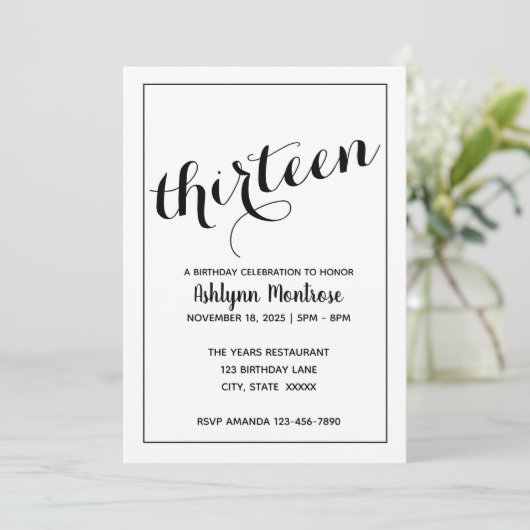 ミニマル13誕生日 招待状 (スタンド正面)