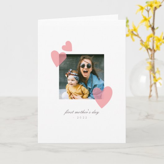 ミニマル1st母の日フォトギフトハート カード (黄色い花)