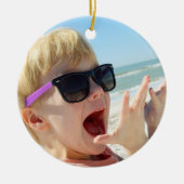 ミニマル2つのクリスマスの写真 セラミックオーナメント (正面)