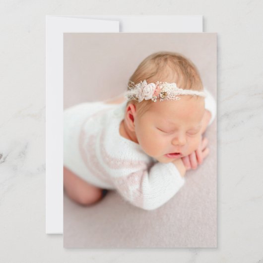 ミニマル2フォトオーバーレイウェルカム誕生 案内状 (裏面)