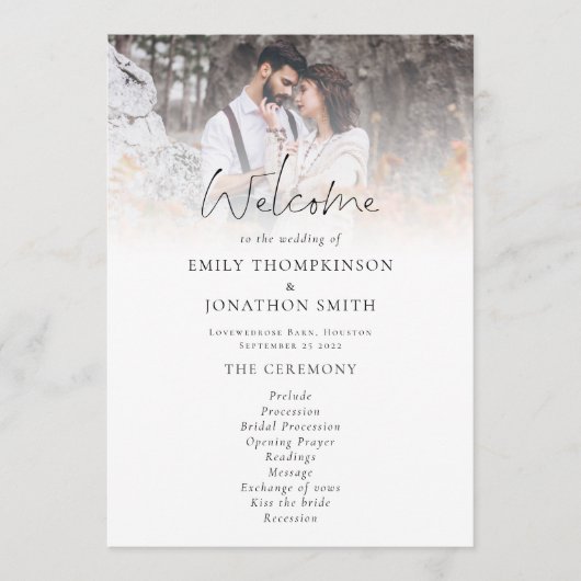 ミニマル2フォトオーバーレイスクリプト結婚式 プログラム (正面)