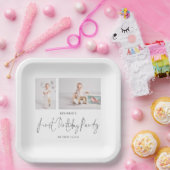 ミニマル2フォトスクリプト最初の誕生日パーティー ペーパープレート (パーティー)