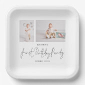 ミニマル2フォトスクリプト最初の誕生日パーティー ペーパープレート (正面)