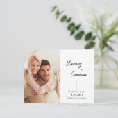 ミニマル2フォトスモダンクリプト日付の保存 ポストカード (スタンド正面)