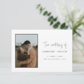 ミニマル2フォトモダン結婚式招待状 招待状 (スタンド正面)