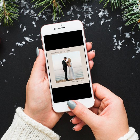 ミニマル2モダン枚の写真結婚したクリスマス シーズンカード