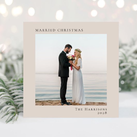 ミニマル2モダン枚の写真結婚したクリスマス シーズンカード