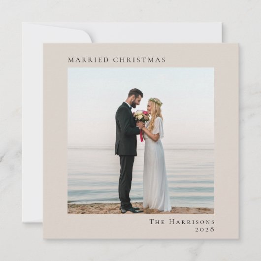 ミニマル2モダン枚の写真結婚したクリスマス シーズンカード (正面)