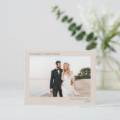 ミニマル2モダン枚の写真結婚したクリスマス シーズンポストカード (スタンド正面)