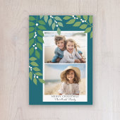 ミニマル2モダン枚の写真 – 植物性ティール（緑がかった色）グリーン シーズンカード