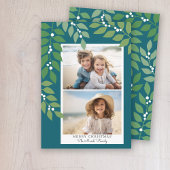 ミニマル2モダン枚の写真 – 植物性ティール（緑がかった色）グリーン シーズンカード