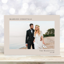 ミニマル2モダン枚の写真Taupe 結婚した Christmas シーズンカード