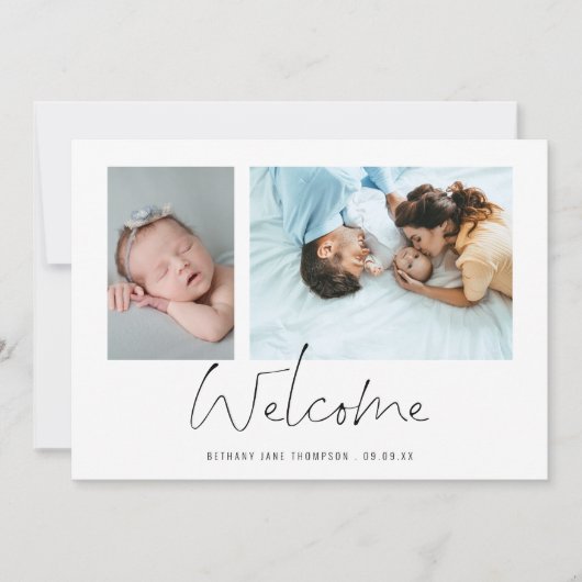 ミニマル2写真ウェルカムスクリプト誕生 案内状 (正面)