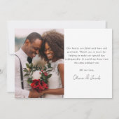 ミニマル2写真書道結婚の サンキューカード (裏面)