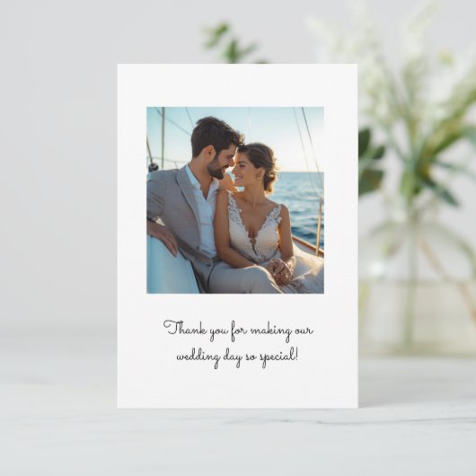 ミニマル2枚の結婚写真 サンキューカード (スタンド正面)