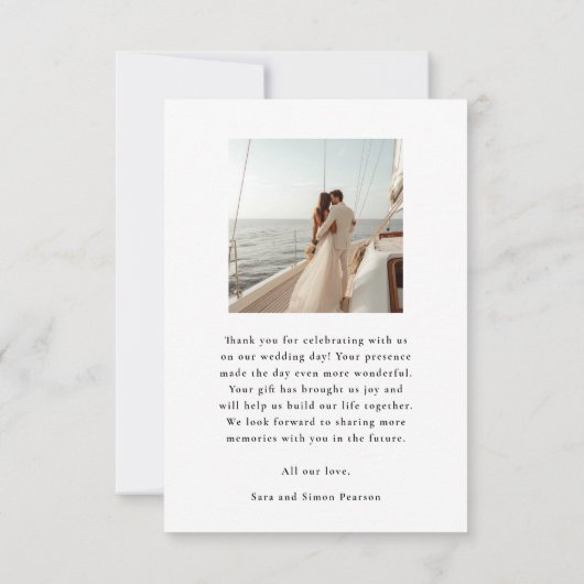 ミニマル2枚の結婚写真 サンキューカード (裏面)