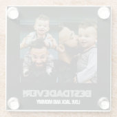 ミニマル2枚フォトコラージュ最高のパパEver ガラスコースター (裏面)