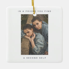 ミニマル2枚フォトスノーフォール最高のフレンズ写真 セラミックオーナメント