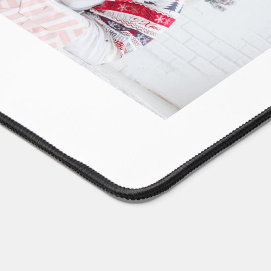 ミニマル2枚フォトファミリー名白 デスクマット (コーナー)