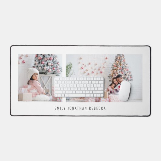 ミニマル2枚フォトファミリー名白 デスクマット (キーボード&マウス)