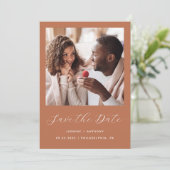 ミニマル2枚写真スクリプトテラコッタ セーブザデート (スタンド正面)