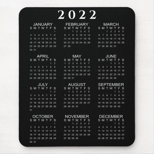 ミニマル2022カレンダー白黒 マウスパッド (正面)