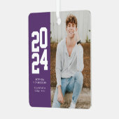 ミニマル2024紫ホワイト写真卒業 メタルオーナメント (正面左)