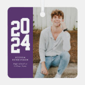 ミニマル2024紫ホワイト写真卒業 メタルオーナメント (裏面)