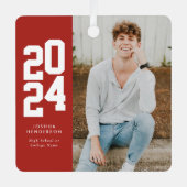 ミニマル2024赤白写真卒業 メタルオーナメント (正面)