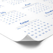 ミニマル2025ウォールカレンダー青月曜日 – 日曜日 ポスター (角)