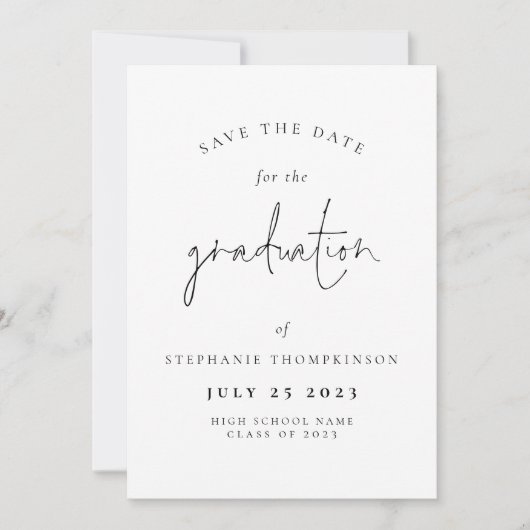 ミニマル2025卒業の日付を保存 案内状 (正面)