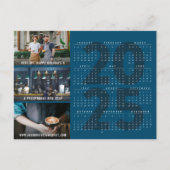 ミニマル2025年カレンダーブルー新年3写真 シーズンポストカード (正面)