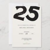 ミニマル25歳誕生日招待状 - 太字のタイポ 招待状 (正面)