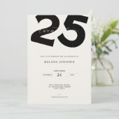 ミニマル25歳誕生日招待状 - 太字のタイポ 招待状 (スタンド正面)