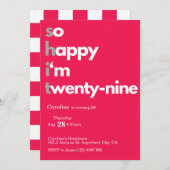 ミニマル29位誕生日招待状モダン29 招待状 (正面/裏面)