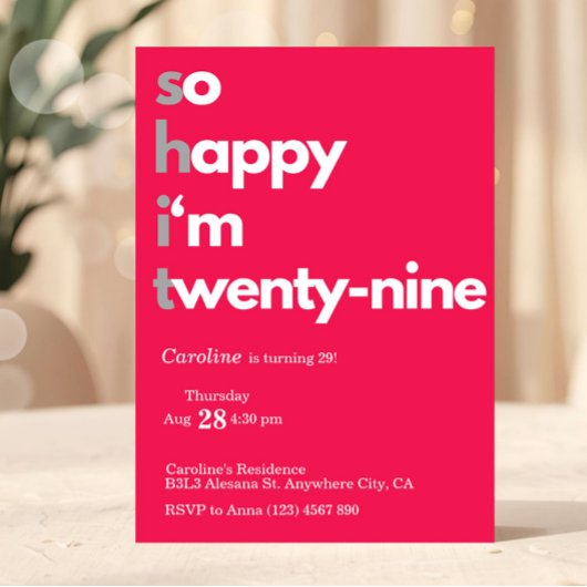 ミニマル29位誕生日招待状モダン29 招待状
