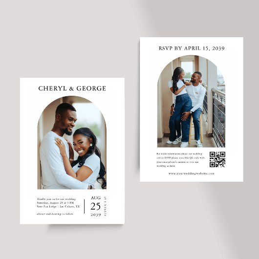 ミニマル2 Arch Photo QRコードすべて結婚の 招待状