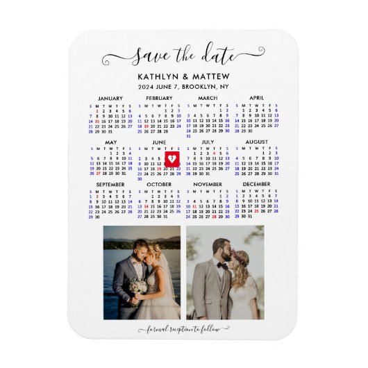 ミニマル2 Photo 2024カレンダー日付を保存 マグネット (縦)