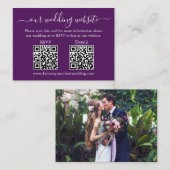 ミニマル2 QRウェディングRSVP詳細フォトパープル エンクロージャーカード (正面/裏面)