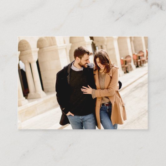 ミニマル2 QRウェディングRSVP詳細写真サンゴ エンクロージャーカード (裏面)