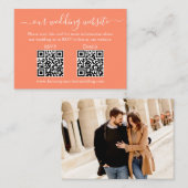 ミニマル2 QRウェディングRSVP詳細写真サンゴ エンクロージャーカード (正面/裏面)