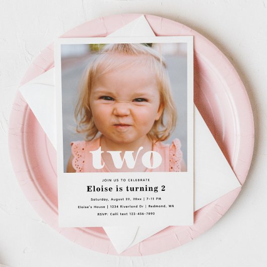 ミニマル2nd誕生日招待状 | 2nd誕生日 招待状