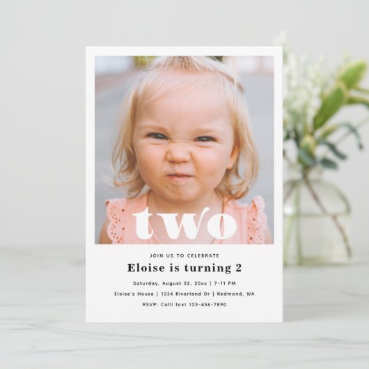 ミニマル2nd誕生日招待状 | 2nd誕生日 招待状 (スタンド正面)