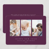 ミニマル3エレガント枚の写真新年 シーズンカード (正面/裏面)