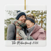 ミニマル3カップル写真コラージクリスマス セラミックオーナメント (裏面)