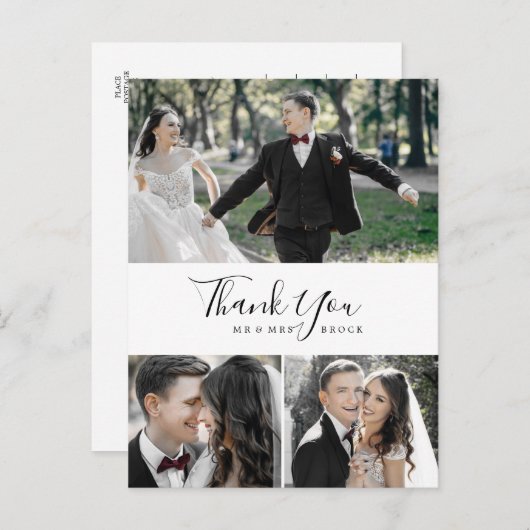 ミニマル3フォトコラージュありがとうはがき ポストカード (正面/裏面)