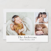 ミニマル3フォトハッピーホリデー シーズンカード (正面)