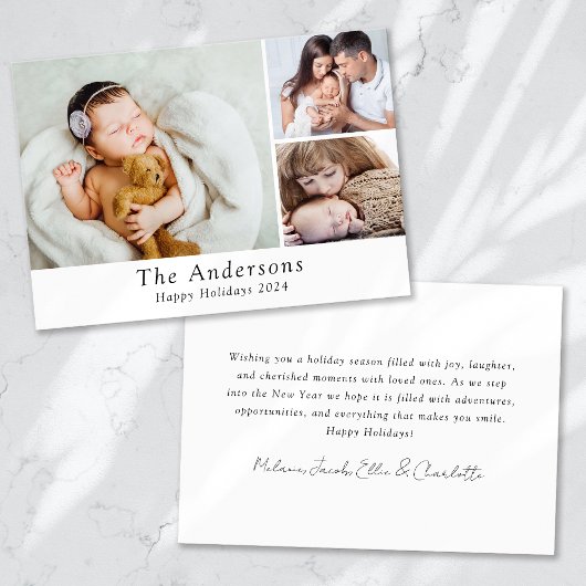 ミニマル3フォトハッピーホリデー シーズンカード