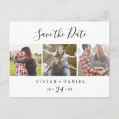 ミニマル3写真テンプレート日付の保存 インビテーションポストカード (正面)