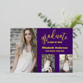 ミニマル3写真卒業発表 箔招待状 (立ち正面)